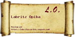 Labritz Opika névjegykártya